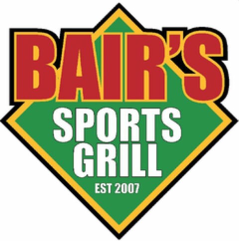 BAIR'S SPORTS GRILL EST 2007 Logo (USPTO, 22.05.2014)