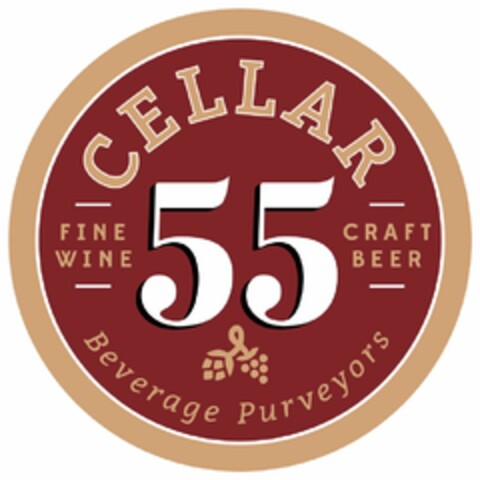 CELLAR 55 FINE WINE CRAFT BEER BEVERAGE PURVEYORS Logo (USPTO, 11/16/2016)