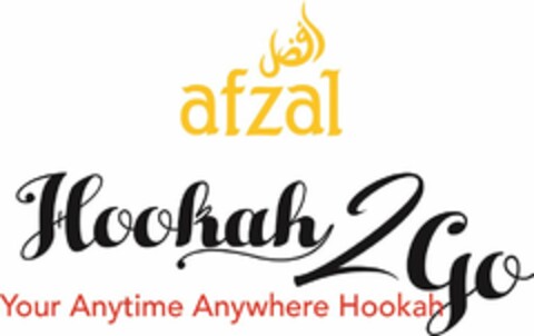 AFZAL HOOKAH 2 GO YOUR ANYTIME ANYWHEREHOOKAH Logo (USPTO, 01/24/2017)