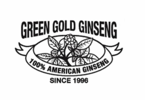 GREEN GOLD GINSENG 100% AMERICAN GINSENG SINCE 1996 Logo (USPTO, 10.05.2017)