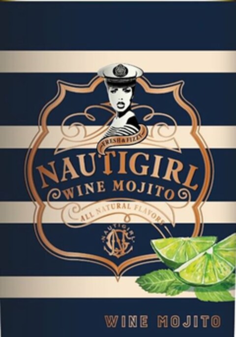 NAUTIGIRL WINE MOJITO FRESH & FIZZY ALL NATURAL FLAVORS NAUTIGIRL WINE MOJITO Logo (USPTO, 12/12/2016)