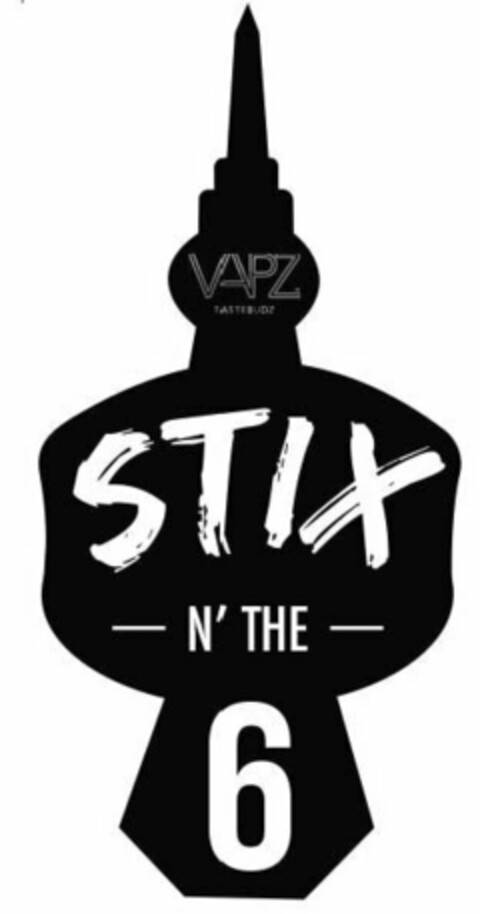 VAPZ TASTE BUDZ STIX N' THE 6 Logo (USPTO, 11.12.2016)
