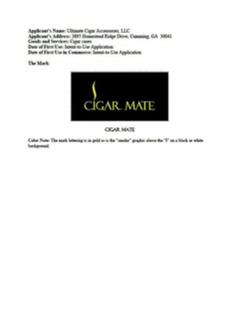 CIGAR MATE Logo (USPTO, 04.01.2010)