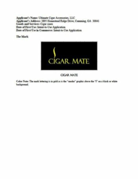 CIGAR MATE Logo (USPTO, 01/04/2010)