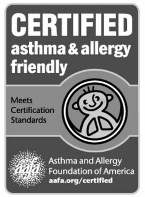 CERTIFIED ASTHMA & ALLERGY FRIENDLY MEETS CERTIFICATION STANDARDS AAFA ASTHMA AND ALLERGY FOUNDATION OF AMERICA AAFA. ORG/CERTIFIED Logo (USPTO, 07/26/2011)