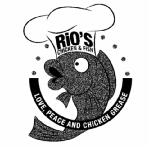 RIO'S CHICKEN & FISH LOVE, PEACE AND CHICKEN GREASE Logo (USPTO, 12.06.2015)