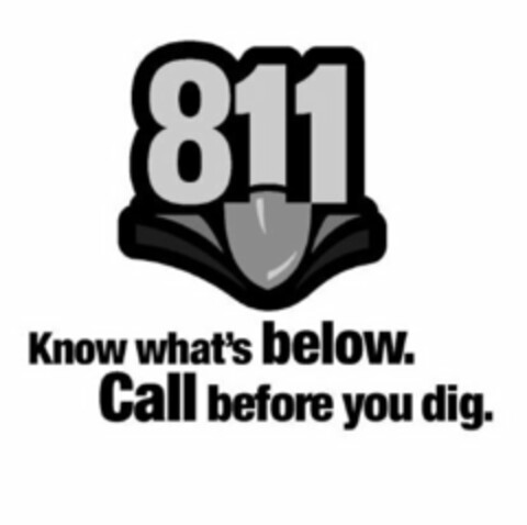 811 KNOW WHAT'S BELOW. CALL BEFORE YOU DIG. Logo (USPTO, 01/26/2017)