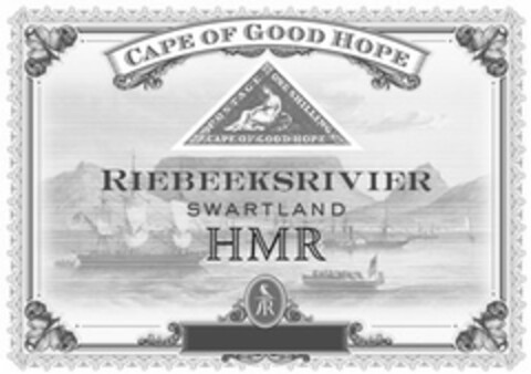 RIEBEEKSRIVIER SWARTLAND HMR CAPE OF GOOD HOPE POSTAGE ONE SHILLING CAPE OF GOOD HOPE AR Logo (USPTO, 01/27/2017)