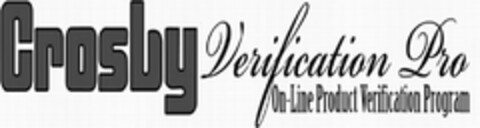 CROSBY VERIFICATION PRO ON-LINE PRODUCT VERIFICATION PROGRAM Logo (USPTO, 13.09.2010)