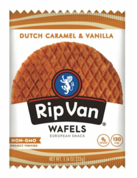 DUTCH CARAMEL & VANILLA RIP VAN WAFELS EUROPEAN SNACK Logo (USPTO, 12.11.2017)