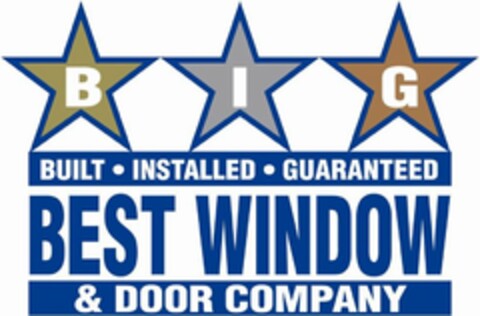 BIG BUILT · INSTALLED · GUARANTEED BEST WINDOW & DOOR COMPANY Logo (USPTO, 20.10.2009)