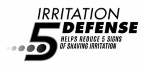 5 IRRITATION DEFENSE HELPS REDUCE 5 SIGNS OF SHAVING IRRITATION Logo (USPTO, 11/22/2010)