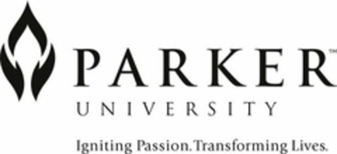 PARKER UNIVERSITY IGNITING PASSION. TRANSFORMING LIVES. Logo (USPTO, 05/23/2012)