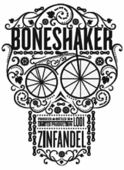 BONESHAKER PRODUCED AND BOTTLED IN LODI LIMITED PRODUCTION ZINFANDEL Logo (USPTO, 25.07.2012)