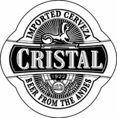 CRISTAL IMPORTED CERVEZA BEER FROM THE ANDES Logo (USPTO, 13.11.2014)