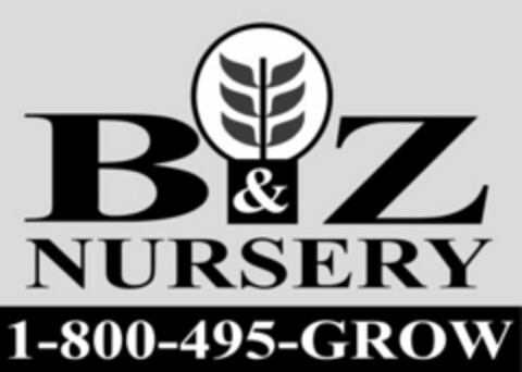 B&Z NURSERY 1-800-495-GROW Logo (USPTO, 08.12.2016)