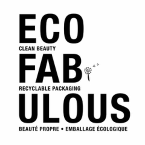 ECO FAB ULOUS CLEAN BEAUTY RECYCLABLE PACKAGING BEAUTÉ PROPRE EMBALLAGE ÉCOLOGIQUE Logo (USPTO, 04.06.2020)