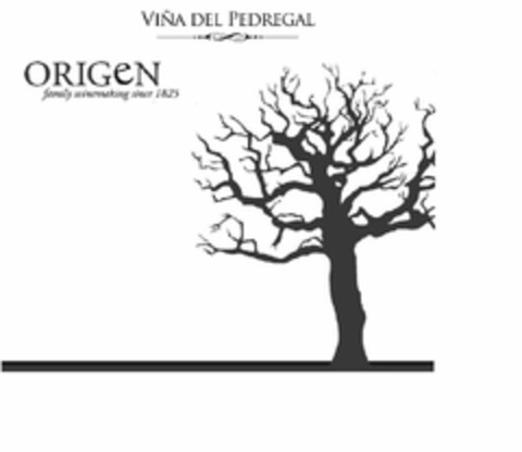 VIÑA DEL PEDREGAL ORIGEN FAMILY WINEMAKING SINCE 1825 Logo (USPTO, 08.03.2013)