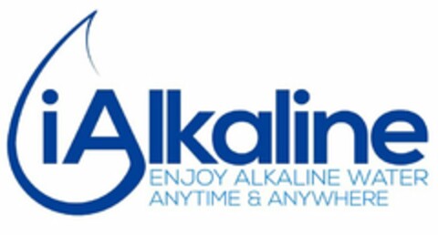 IALKALINE ENJOY ALKALINE WATER ANYTIME & ANYWHERE Logo (USPTO, 05/17/2016)