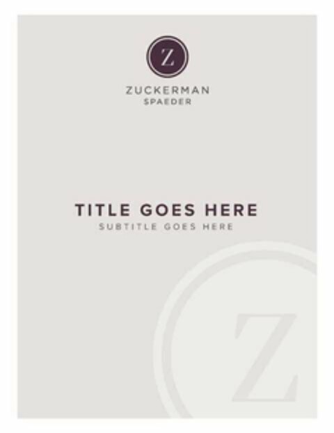 Z ZUCKERMAN SPAEDER TITLE GOES HERE SUBTITLE GOES HERE Z Logo (USPTO, 28.11.2017)