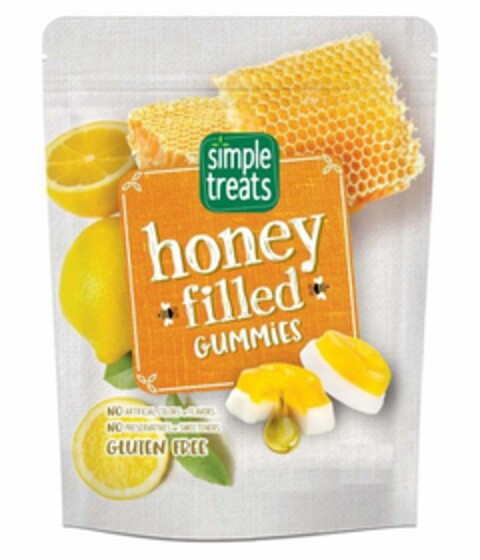 SIMPLE TREATS HONEY FILLED GUMMIES NO ARTIFICIAL COLORS OR FLAVORS NO PRESERVATIVES OR SWEETENERS GLUTEN FREE Logo (USPTO, 20.12.2018)