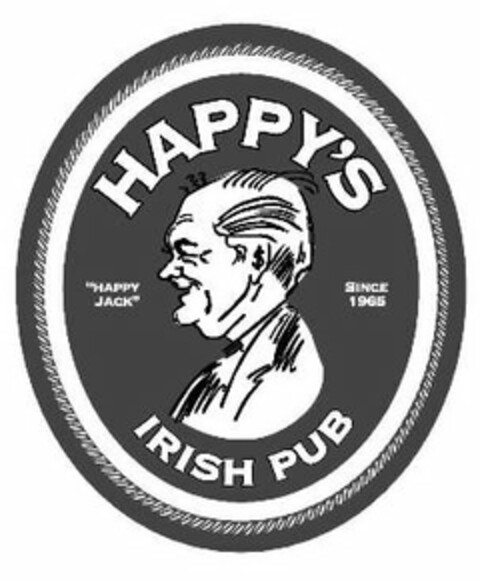 HAPPY'S IRISH PUB "HAPPY JACK" SINCE 1965 Logo (USPTO, 20.07.2011)
