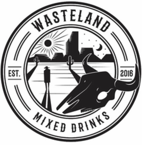 WASTELAND MIXED DRINKS EST. 2016 Logo (USPTO, 06/25/2019)