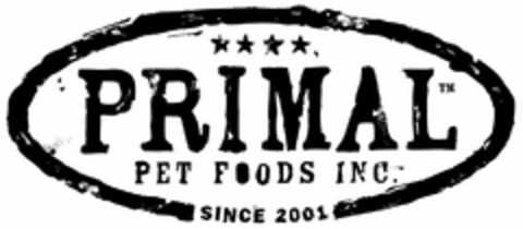 PRIMAL PET FOODS INC. SINCE 2001 Logo (USPTO, 06/10/2010)