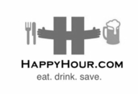 H HAPPYHOUR.COM EAT. DRINK. SAVE. Logo (USPTO, 07.03.2013)