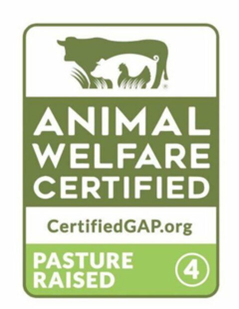 ANIMAL WELFARE CERTIFIED CERTIFIEDGAP.ORG PASTURE RAISED 4 Logo (USPTO, 03.01.2019)