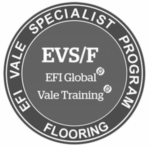 EFI VALE SPECIALIST PROGRAM FLOORING EVS/F EFI GLOBAL VALE TRAINING Logo (USPTO, 17.08.2016)