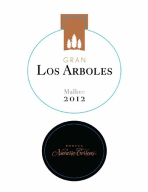 GRAN LOS ARBOLES MALBEC 2012 BODEGA NAVARRO CORREAS Logo (USPTO, 04.11.2016)