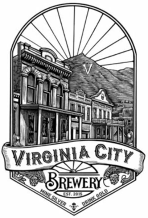 VIRGINIA CITY BREWERY EST. 2015 MINE SILVER DRINK GOLD V Logo (USPTO, 08/27/2019)