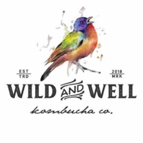 WILD AND WELL KOMBUCHA CO. EST 2018 TRDMRK Logo (USPTO, 02.01.2020)