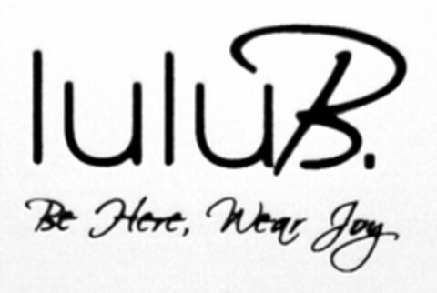 LULUB. BE HERE, WEAR JOY Logo (USPTO, 09.12.2011)