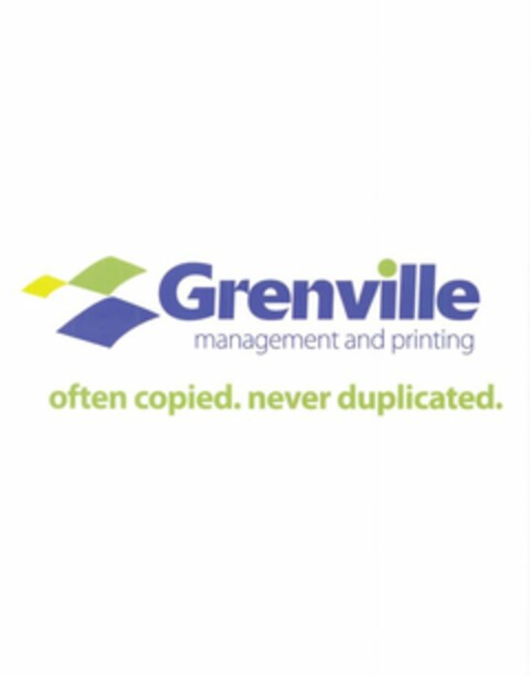 GRENVILLE MANAGEMENT AND PRINTING OFTEN COPIED. NEVER DUPLICATED. Logo (USPTO, 09/11/2010)