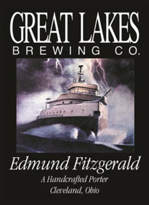GREAT LAKES BREWING CO. EDMUND FITZGERALD A HANDCRAFTED PORTER CLEVELAND, OHIO Logo (USPTO, 29.09.2011)