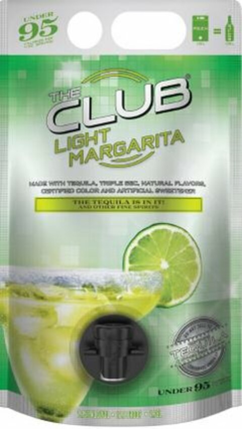 THE CLUB LIGHT MARGARITA THE TEQUILA IS IN IT! AND OTHER FINE SPIRITS Logo (USPTO, 13.08.2013)