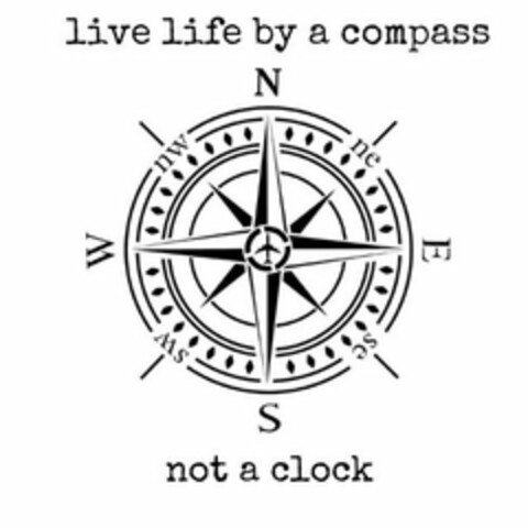 LIVE LIFE BY A COMPASS NOT A CLOCK S W N E NW NE SE SW Logo (USPTO, 10.08.2020)