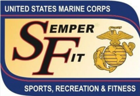 UNITED STATES MARINE CORPS SEMPER FIT SEMPER FIDELIS SPORTS, RECREATION & FITNESS Logo (USPTO, 03/02/2016)