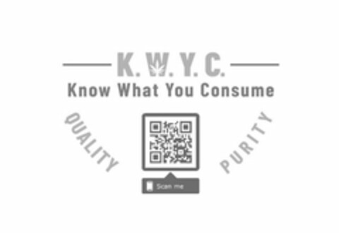 K.W.Y.C. KNOW WHAT YOU CONSUME QUALITY PURITY SCAN ME Logo (USPTO, 25.03.2019)