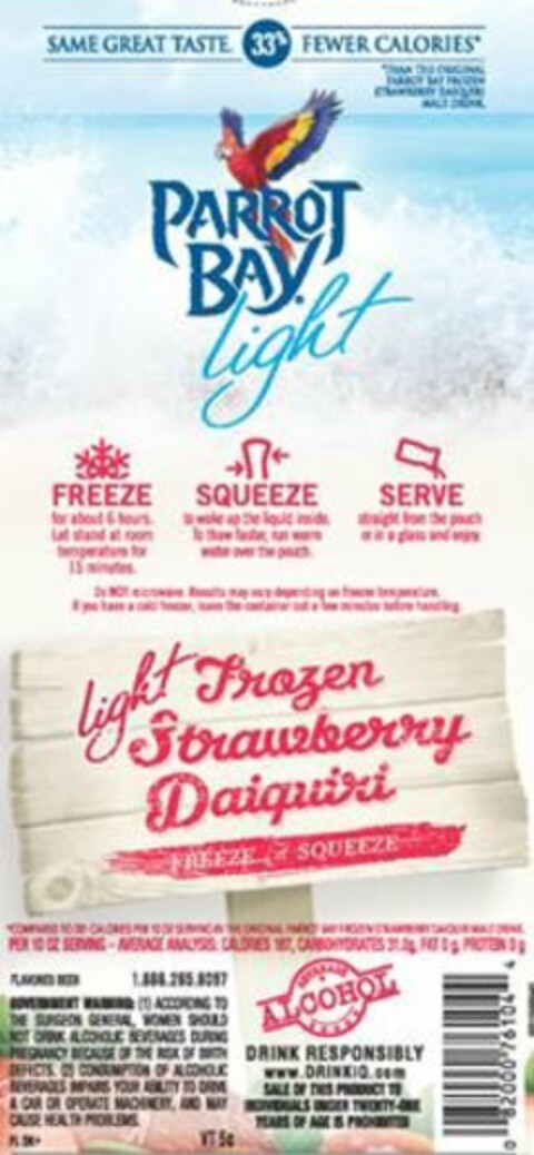 PARROT BAY LIGHT LIGHT FROZEN STRAWBERRY DAIQUIRI Logo (USPTO, 14.08.2013)