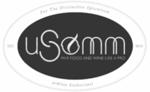 USOMM PAIR FOOD AND WINE LIKE A PRO FORTHE DISTINCTIVE EPICUREAN & WINE ENTHUSIAST EST. 2010 Logo (USPTO, 05/19/2017)