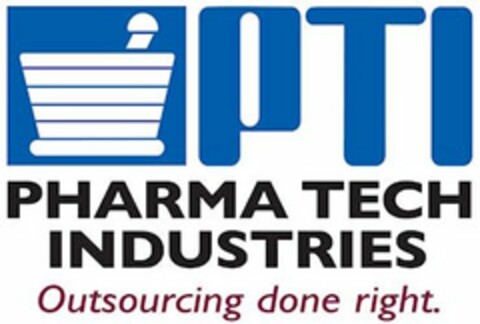 PTI PHARMA TECH INDUSTRIES OUTSOURCING DONE RIGHT. Logo (USPTO, 28.07.2009)