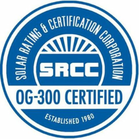 SOLAR RATING & CERTIFICATION CORPORATION SRCC OG-300 CERTIFIED ESTABLISHED 1980 Logo (USPTO, 31.01.2012)