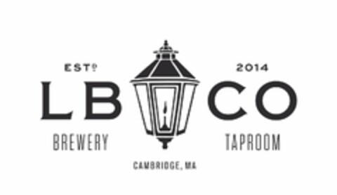 EST 2014 L B CO CAMBRIDGE, MA BREWERY TAPROOM CAMBRIDGE, MA Logo (USPTO, 07/03/2014)