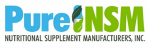 PURE NSM NUTRITIONAL SUPPLEMENT MANUFACTURERS, INC. Logo (USPTO, 13.10.2016)