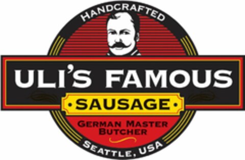 ULI'S FAMOUS · SAUSAGE · GERMAN MASTER BUTCHER HANDCRAFTED SEATTLE, USA Logo (USPTO, 23.10.2016)