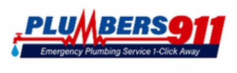 PLUMBERS911 EMERGENCY PLUMBING SERVICE 1-CLICK AWAY Logo (USPTO, 04.10.2019)