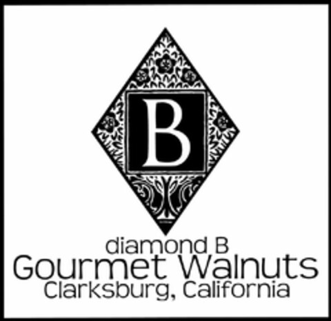 B DIAMOND B GOURMET WALNUTS CLARKSBURG, CALIFORNIA Logo (USPTO, 03.09.2009)